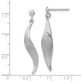 Sterling Silver RH-plated Brushed Dangle Post Earrings-WBC-QE15727