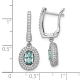 Sterling Silver Rhodium plated Aqua & White CZ Dangle Post Earrings-WBC-QE15746