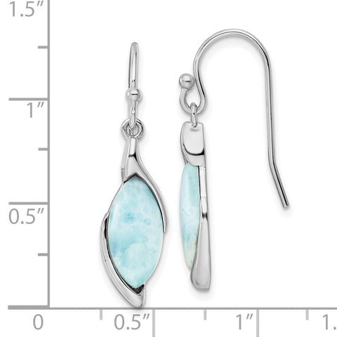 Sterling Silver Rhodium-plated Polished Larimar Dangle Earrings-WBC-QE15800