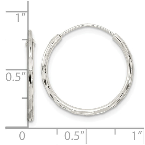 Sterling Silver Polished D/C Endless Hoop Earrings-WBC-QE15809