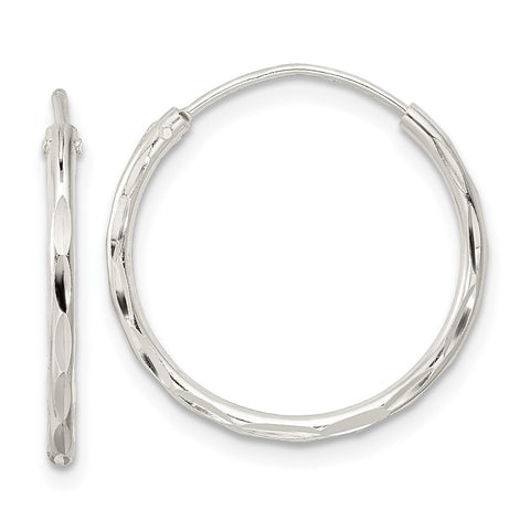 Sterling Silver Polished D/C Endless Hoop Earrings-WBC-QE15809