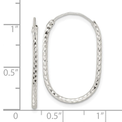Sterling Silver Polished & D/C Oblong Endless Hoop Earrings-WBC-QE15827