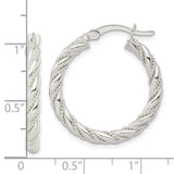Sterling Silver Polished Twisted Rope Hoop Earrings-WBC-QE15842