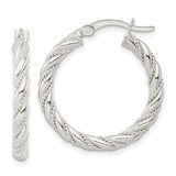 Sterling Silver Polished Twisted Rope Hoop Earrings-WBC-QE15842