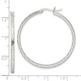 Sterling Silver Diamond Pattern Hoop Earrings-WBC-QE15845