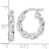 Sterling Silver Polished & Textured Twisted Circle Hoop Earrings-WBC-QE15883