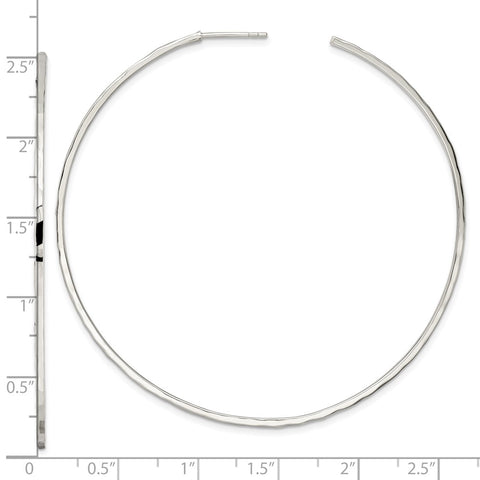 Sterling Silver Polished Hammered Hoop Earrings-WBC-QE15969