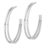 Sterling Silver Rhodium Plated Split Design Hoop Post Earrings-WBC-QE15974