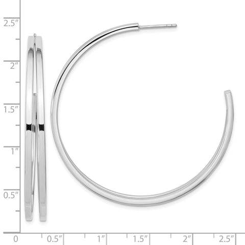 Sterling Silver Rhodium Plated Split Design Hoop Post Earrings-WBC-QE15974