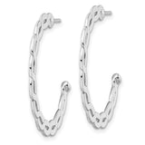Sterling Silver Rhod. Polish Flat Twisted Lrg Circle Post Earrings-WBC-QE15983