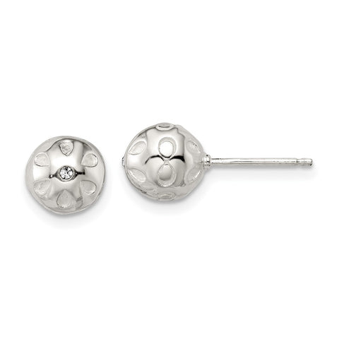 Sterling Silver Polished Infinity CZ Ball Post Earrings-WBC-QE15994