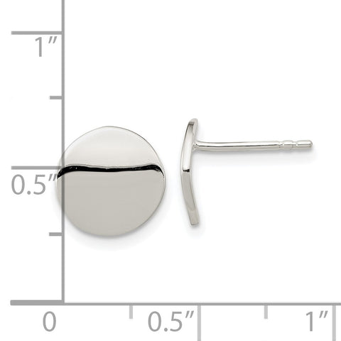 Sterling Silver Polished Flat Circle Post Earrings-WBC-QE15999