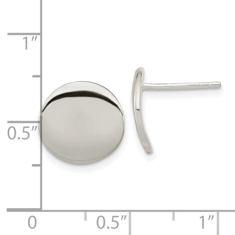 Sterling Silver Polished 12mm Flat Circle Post Earrings-WBC-QE16001