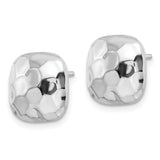 Sterling Silver Rhodium-plated Post Polished & Textured Square Earrings-WBC-QE16035