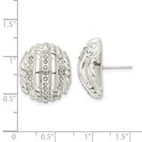 Sterling Silver Polished Crystal Post Earrings-WBC-QE16036