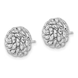 Sterling Silver Rhodium-plated Polished Flower Post Earrings-WBC-QE16037