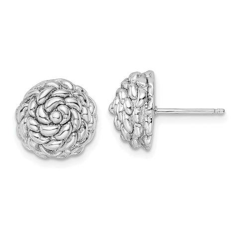 Sterling Silver Rhodium-plated Polished Flower Post Earrings-WBC-QE16037