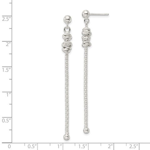 Sterling Silver Fancy Knot w/Chain Post Dangle Earrings-WBC-QE16052