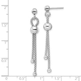 Sterling Silver Rhodium-plated Polished Ball Chain Dangle Post Earrings-WBC-QE16057