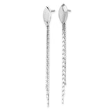 Sterling Silver Rhodium-plated Polished Fancy Chain Dangle Post Earrings-WBC-QE16059