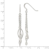 Sterling Silver 2-Twists on Chain Shepherd Hook Earrings-WBC-QE16063