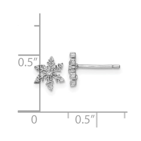Sterling Silver Rhodium-plated Polished CZ Snowflake Earrings-WBC-QE16114
