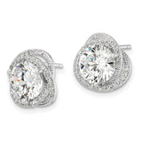Sterling Silver Rhodium-plated Polished 12mm Round CZ Post Earrings-WBC-QE16115