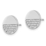 Sterling Silver Rhodium-plated Polished Disc CZ Post Earrings-WBC-QE16201