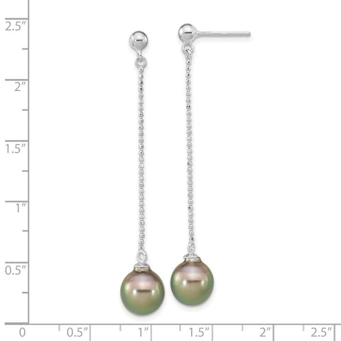 Sterling Silver RH (9-10mm) Teardrop Tahitian Saltwater Pearl Earrings-WBC-QE16377