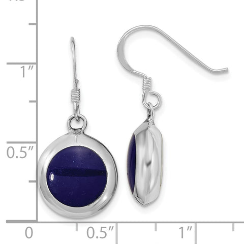 Sterling Silver Polished Round Synthetic Lapis & MOP Dangle Earrings-WBC-QE16387