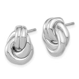 Sterling Silver Rhodium-plated Love Knot Hollow Post Earrings-WBC-QE16417