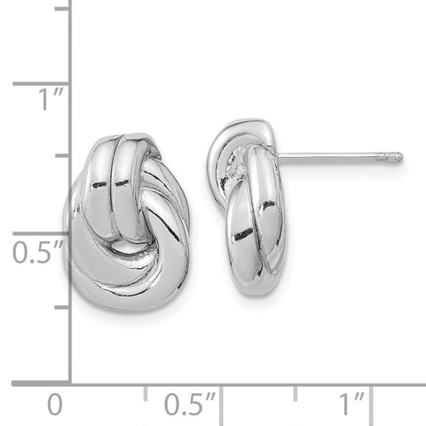 Sterling Silver Rhodium-plated Love Knot Hollow Post Earrings-WBC-QE16417