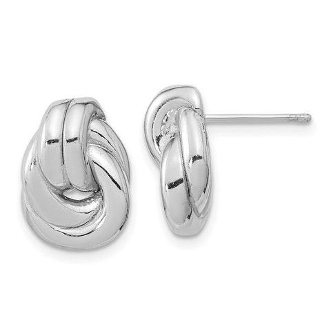 Sterling Silver Rhodium-plated Love Knot Hollow Post Earrings-WBC-QE16417