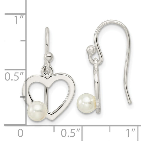 Sterling Silver Polished FWC Pearl Heart Shepherd Hook Earrings-WBC-QE16443