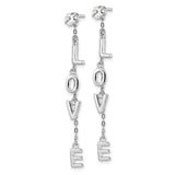 Sterling Silver Rhodium-plated Polished LOVE CZ Dangle Post Earrings-WBC-QE16450