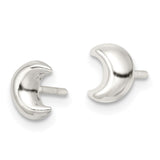 Sterling Silver Polished Crescent Moon Post Earrings-WBC-QE16469