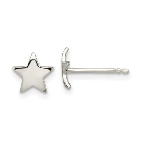 Sterling Silver Polished Star Post Earrings-WBC-QE16473