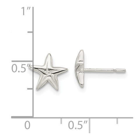 Sterling Silver Polished Starfish Post Earrings-WBC-QE16480