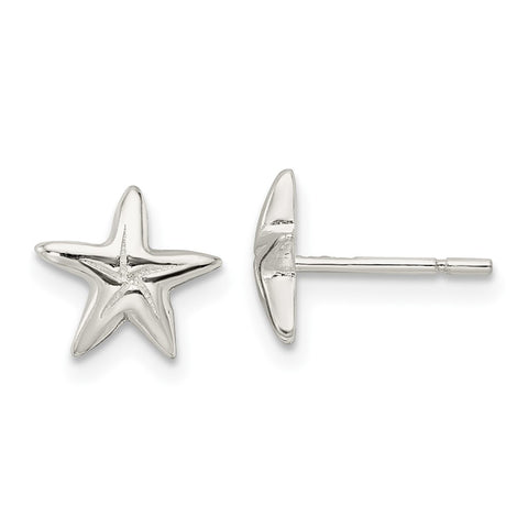 Sterling Silver Polished Starfish Post Earrings-WBC-QE16480