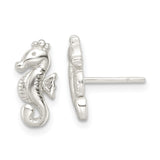 Sterling Silver Polished Seahorse Post Earrings-WBC-QE16495