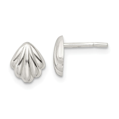 Sterling Silver Polished Shell Post Earrings-WBC-QE16498