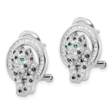 Sterling Silver Rhodium-plated Polished CZ Cheetah in Ring Leverback Earrin-WBC-QE16504