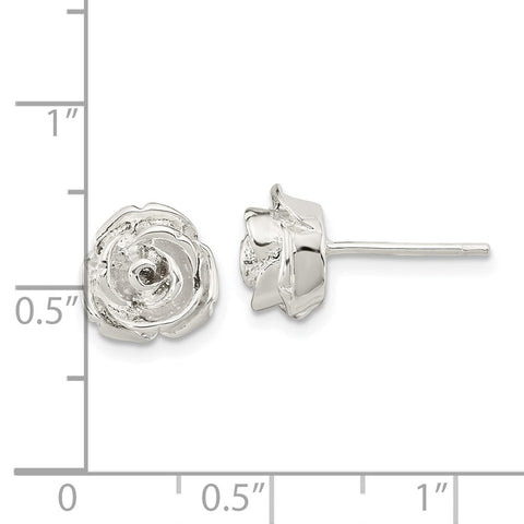 Sterling Silver Polished Rose Post Earrings-WBC-QE16509