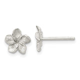 Sterling Silver Brushed and Polished Plumeria Post Earrings-WBC-QE16510