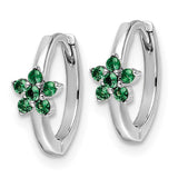 Sterling Silver Rhodium-plated Polished Green CZ Earrings-WBC-QE16515