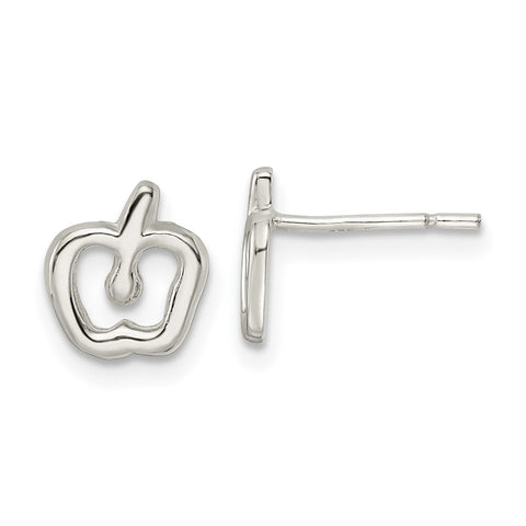 Sterling Silver Polished Apple Post Earrings-WBC-QE16519