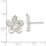 Sterling Silver Polished Flower Post Earrings-WBC-QE16526