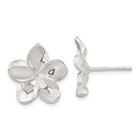 Sterling Silver Polished Flower Post Earrings-WBC-QE16526
