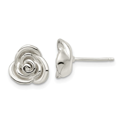 Sterling Silver Polished Rose Post Earrings-WBC-QE16527