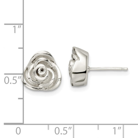 Sterling Silver Polished Rose Post Earrings-WBC-QE16528
